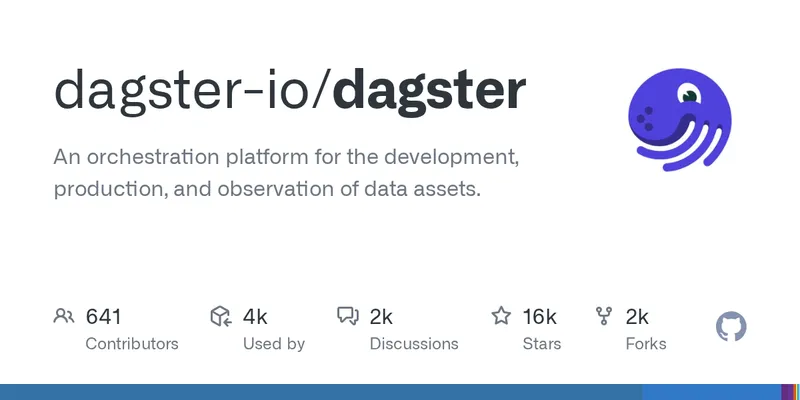 Dagster GitHub repository at github.com/dagster-io/dagster, one of the modern competitors to Airflow named in the alternatives discussion