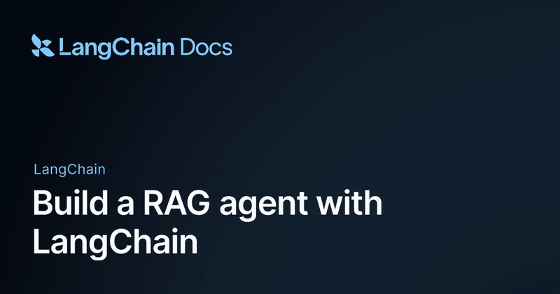 Screenshot of the LangChain Retrieval-Augmented Generation tutorial page showing the six-step RAG architecture diagram and the introductory code sample.