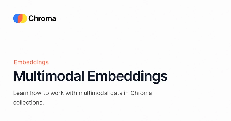 ChromaDB multimodal embeddings documentation page showing the OpenCLIP embedding function and the add/query methods for mixed image and text data