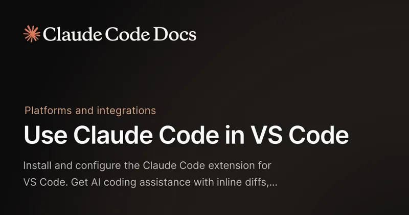 Claude Code in VS Code documentation card from the official Anthropic docs — 'Install and configure the Claude Code extension for VS Code'