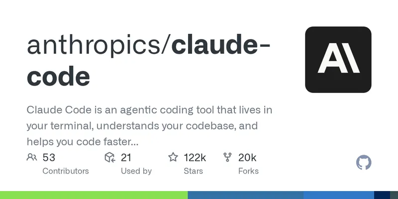 anthropics/claude-code GitHub repository banner — the canonical Anthropic-hosted Claude Code source repo that defines the /plugin marketplace add workflow used in this section.