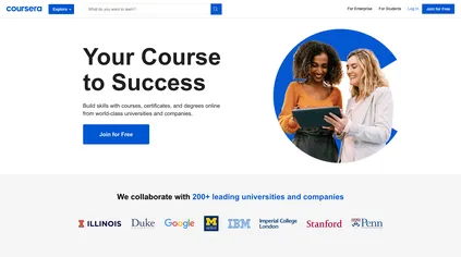 Coursera platform screenshot from Wikipedia's Coursera article — representative of the university-partner certificate-track model this section evaluates