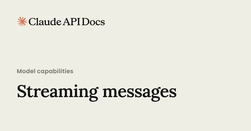 Anthropic Messages API streaming documentation page describing server-sent events and the TypeScript SDK stream pattern with text deltas