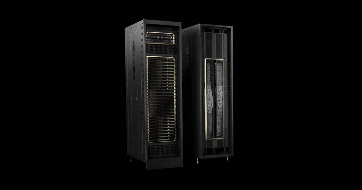 NVIDIA GB200 NVL72 rack-scale system, the reference Blackwell-generation training platform that global cloud providers now resell as on-demand GPU instances.