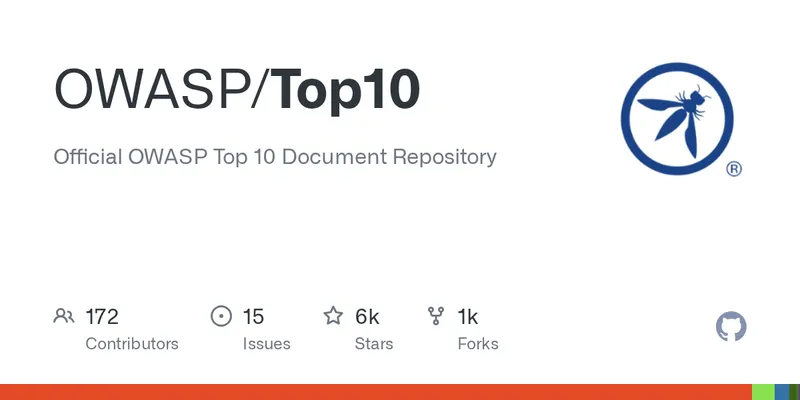OWASP Top 10 project repository on GitHub, the canonical source of the A01-A10 category taxonomy this tutorial follows