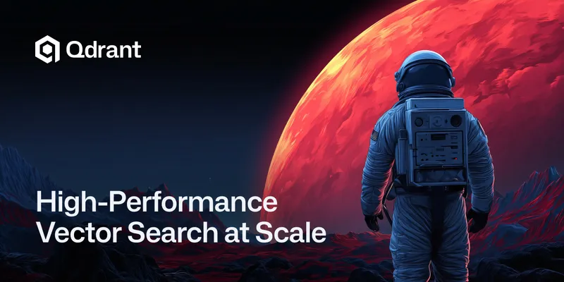 Qdrant product page showing the open-source Rust vector database under Apache 2.0 with full feature set on self-host and managed Qdrant Cloud options