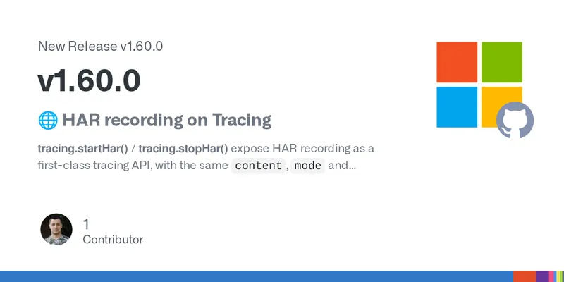 Playwright v1.60.0 release page on GitHub showing the 11 May 2026 release notes.