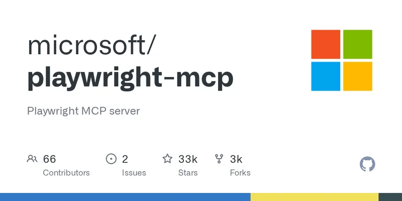 playwright-mcp repository on GitHub showing the Model Context Protocol server for Playwright.