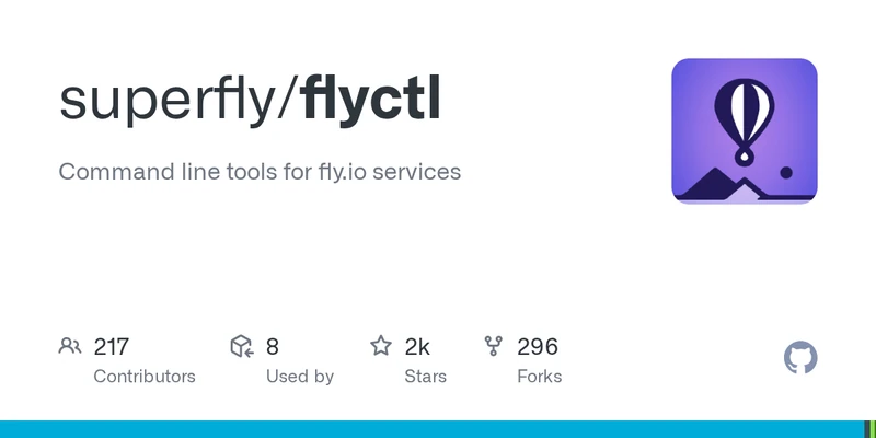 GitHub social card for superfly/flyctl — the Fly.io CLI used to deploy and schedule the price-tracker Machine
