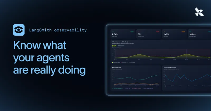 LangSmith product page from langchain.com showing the production tracing and evaluation platform with first-party LangChain and LangGraph integration