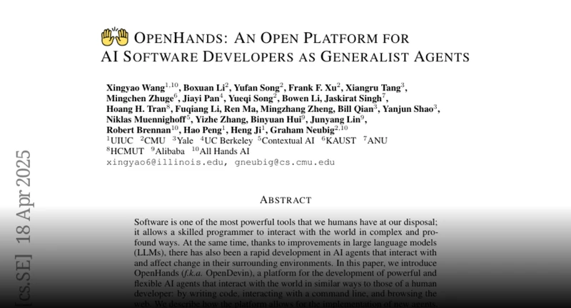 Hugging Face Papers social-card thumbnail for arXiv:2407.16741 (OpenHands), used as a citation marker.